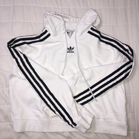 Adidas white cropped hoodie XS - Picture 3 of 5